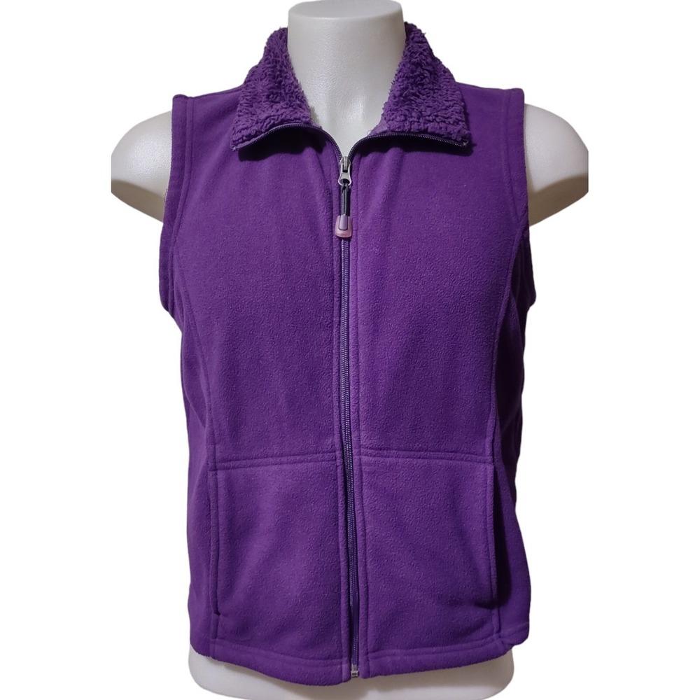 Rebecca Malone Fleece Vest Size M‎ Women's Cabin Core Purple Full Zip 2 Pockets